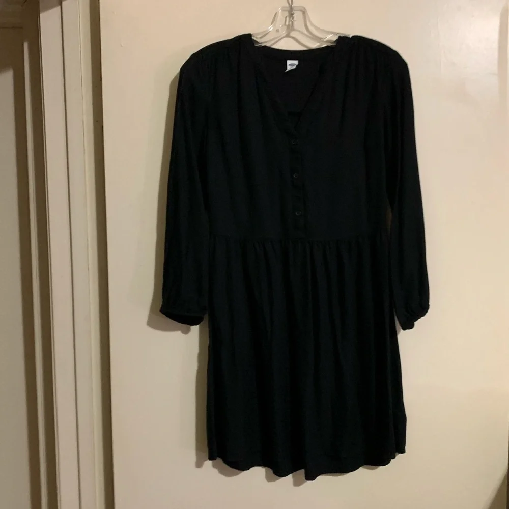 Old Navy Black Long Sleeve Henley Button down Dress. Size XS - Picture 8 of 9
